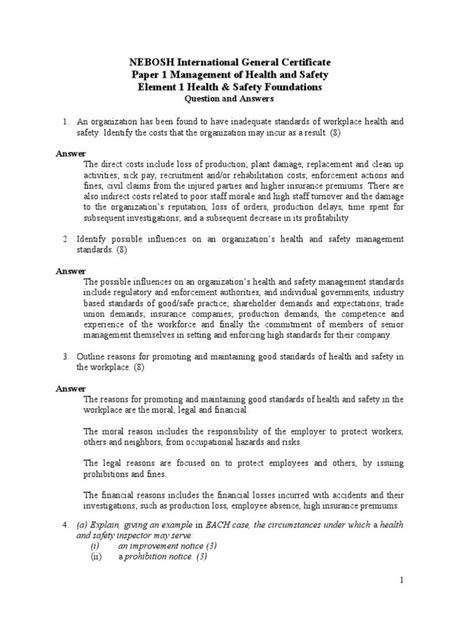 occupational health and safety past exam papers Doc